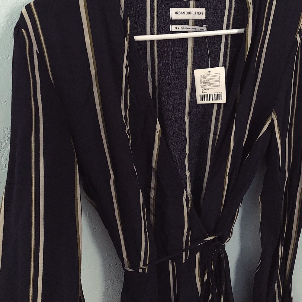 Navy UO Long Striped Maxi Dress